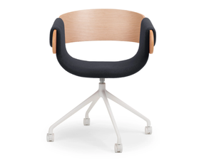 KAY - Office chair in fabric and wood with wheels on perch _ True Design